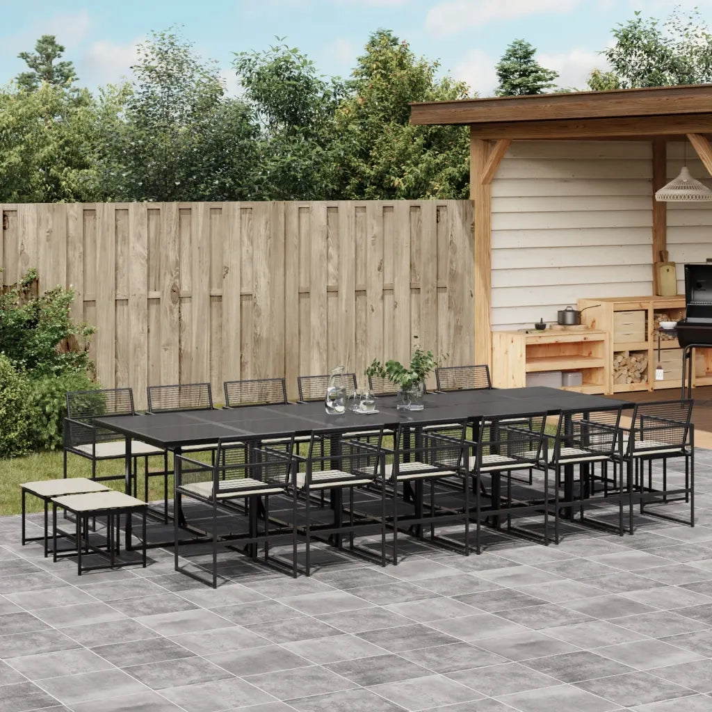 vidaXL Set da Pranzo da Giardino 17 pz con Cuscini Nero in Polyrattan