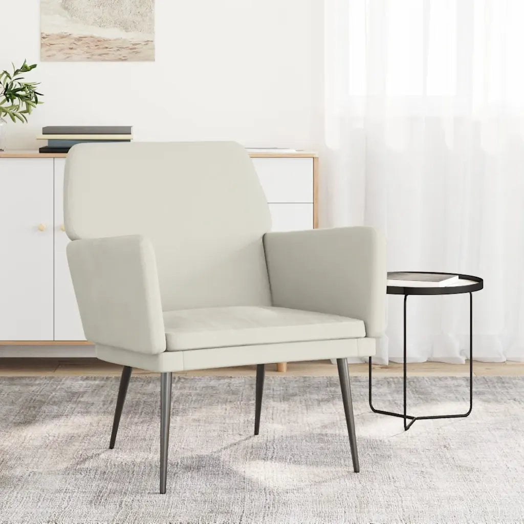 Poltrona | Sedia Relax Crema 62x79x79 cm Velluto