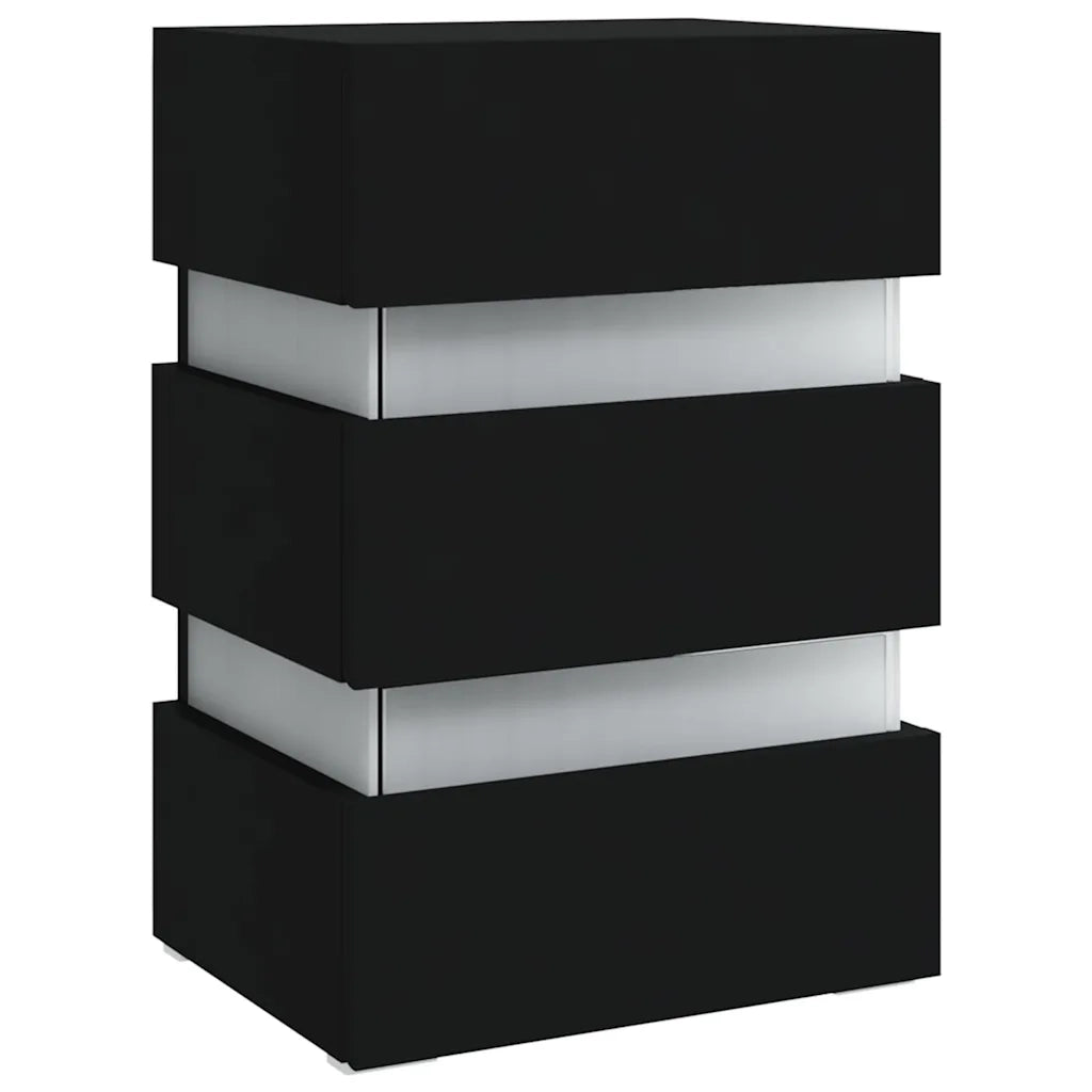 Comodino con Luci LED Nero 45x35x67 cm in Legno Multistrato 326841