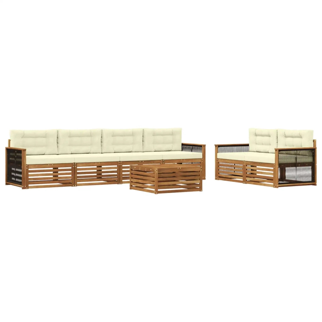 Set di divani da esterno 7 pz Naturale e Crema 3383053