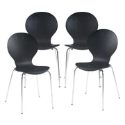Set di 4 sedie da pranzo dal design moderno e robusto in nero e cromo (03_0009821)