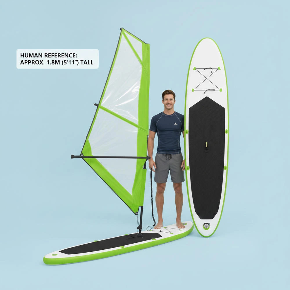 Inflatable SUP Board With Sail Set, Green And White