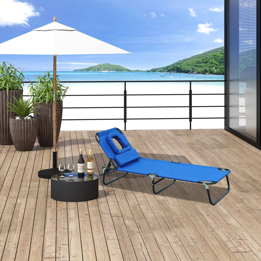 Sdraio pieghevole da giardino con cuscino ¨C zephmum ¨C blu