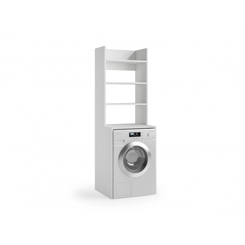 Mobile multiuso lavatrice e asciugatrice con 3 ripiani bianco 65x58x195 cm - Terraneo