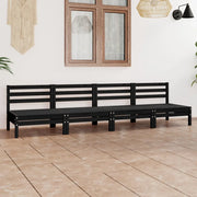 Set Divani da Giardino 4 pz Nero in Legno Massello di Pino 3082486