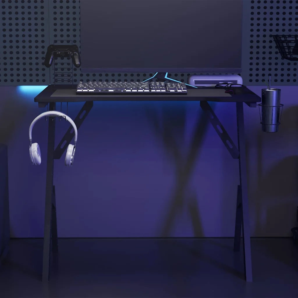 vidaXL Scrivania da Gaming con Gambe a Y Nera 90x60x75 cm
