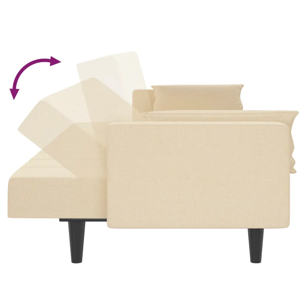 Divano letto | Sof¨¤ letto | Letto singolo a 2 Posti con 2 Cuscini Crema in Tessuto