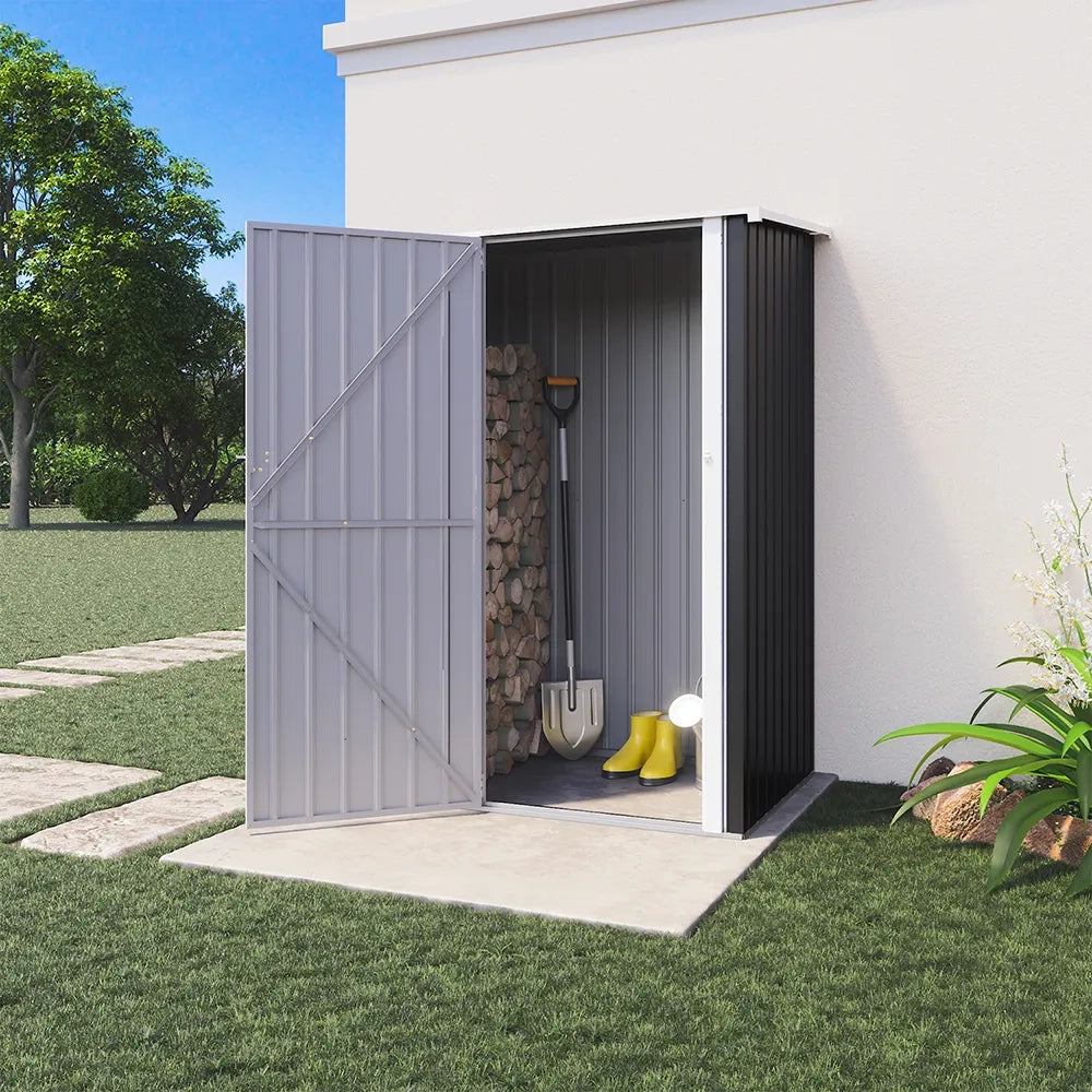 Casetta da giardino in acciaio zincato nero 1,51x1,03xh1,96 m - 48kg- 1,55 metri quadri