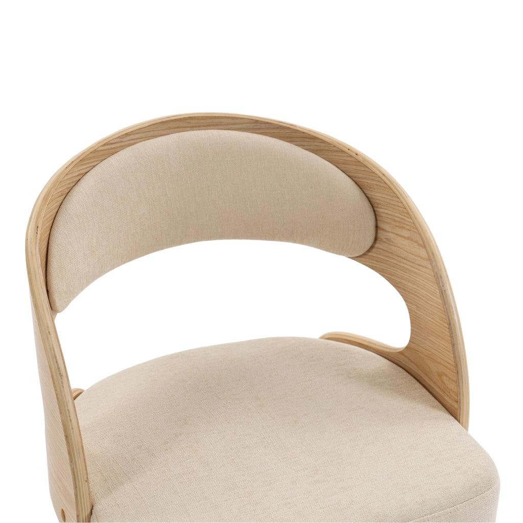 Sedia da pranzo girevole a 360 gradi con schienale ergonomico e seduta imbottita in lino beige