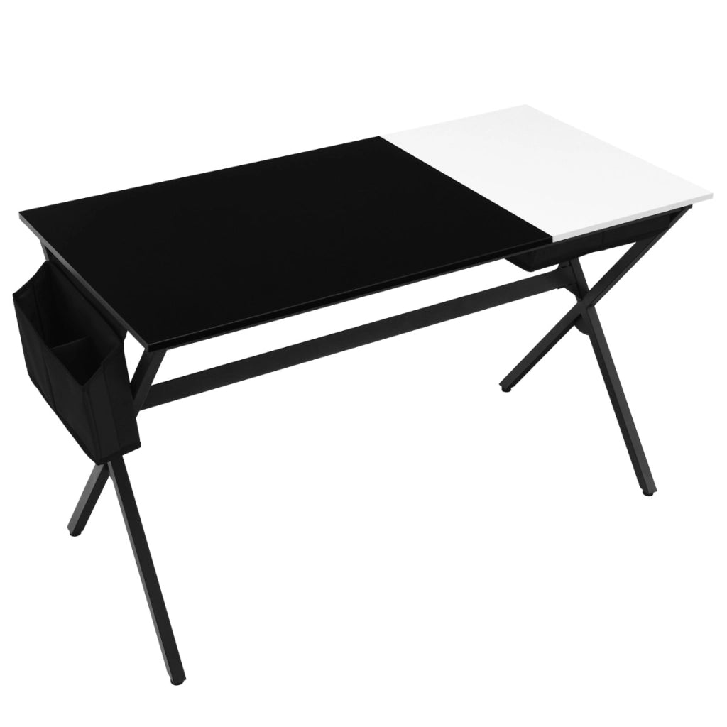 Scrivania per computer da 120cm, Scrivania da ufficio con cassetto e tasca portaoggetti laterale Nero-Scrivanie