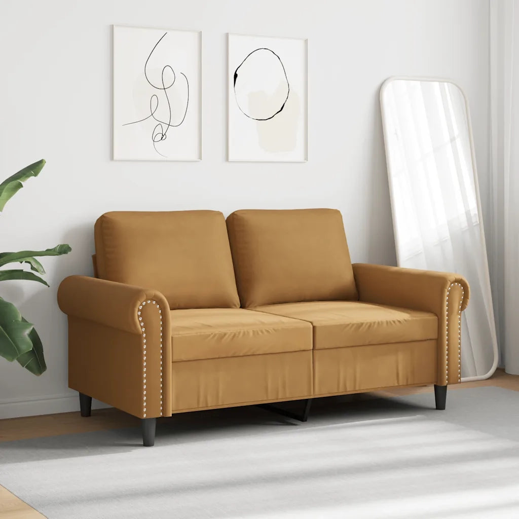 Divano a 2 Posti marrone 120 cm in Velluto 359526