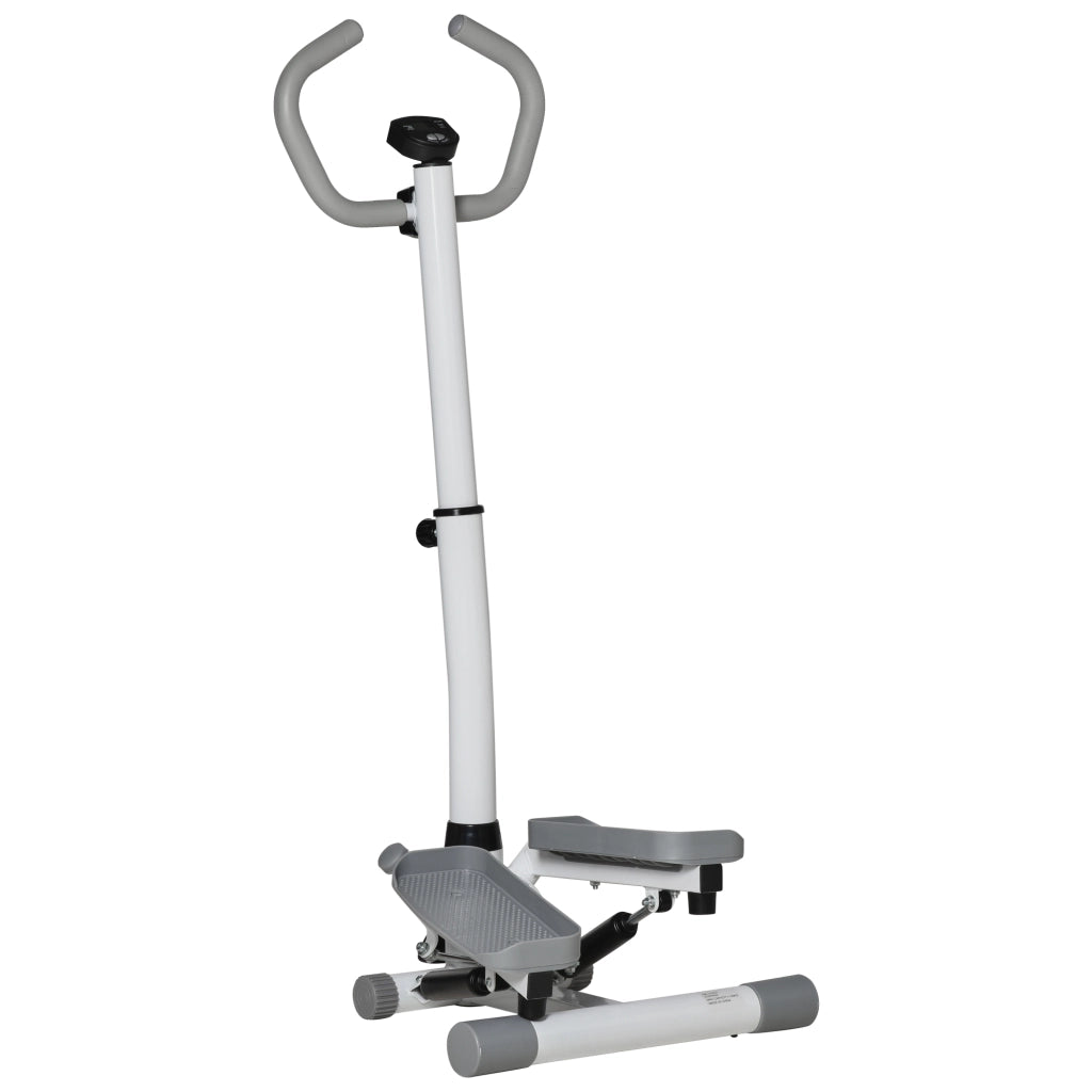 Stepper con Monitor LCD Manubrio Regolabile ed Elastici in Acciaio e ABS Bianco e Grigio