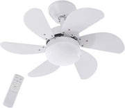 Ventilatore a soffitto con illuminazione - Ventilatore soffitto silenzioso - con telecomando e timer - Ø75cm - bianco - ventilatore a soffitto per salone e camera da letto