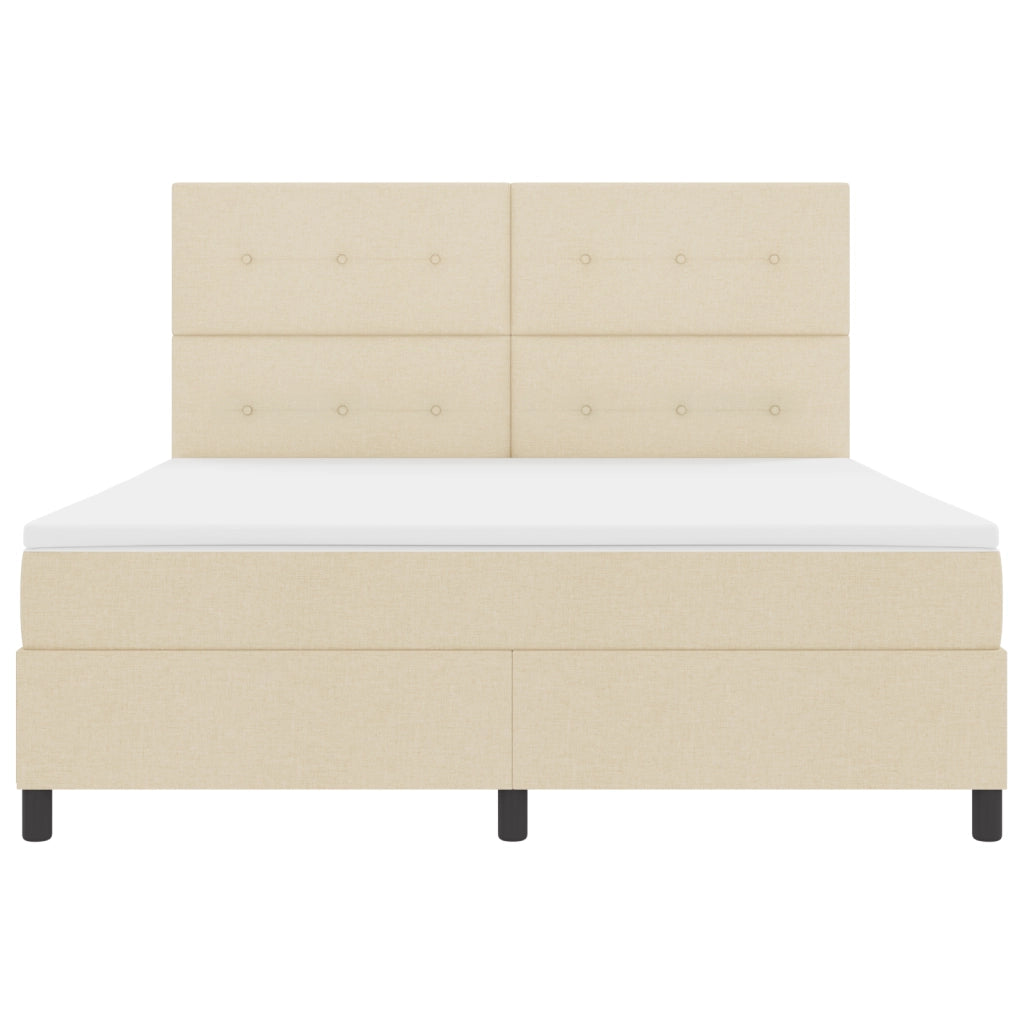 Letto Box Spring con Materasso Crema Super King Tessuto