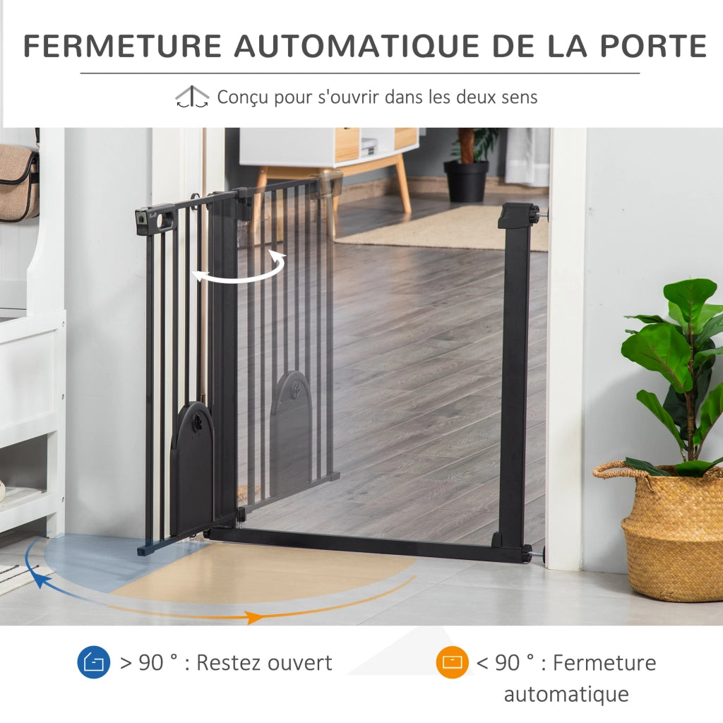 Barriera di sicurezza per animali con porta e chiusura automatica ¨C Zephmum ¨C Sistema doppia chiusura, acciaio nero
