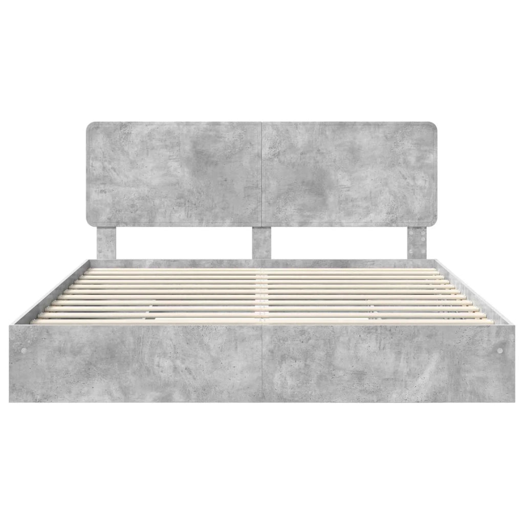 Letto con Contenitore con testiera Grigio cemento 200 x 200 cm