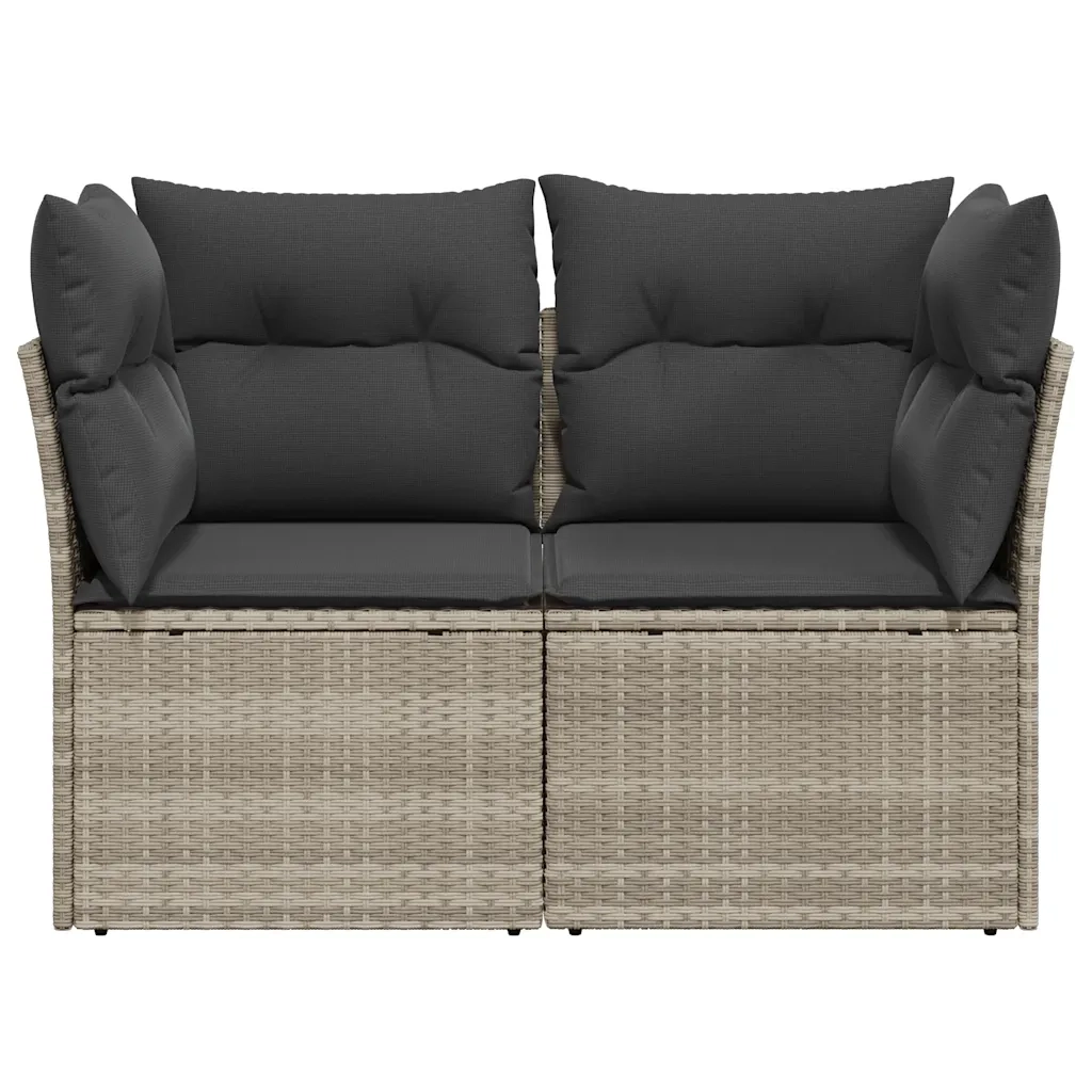 Divano da Giardino con Cuscini 2 Posti Grigio Chiaro Polyrattan 366176