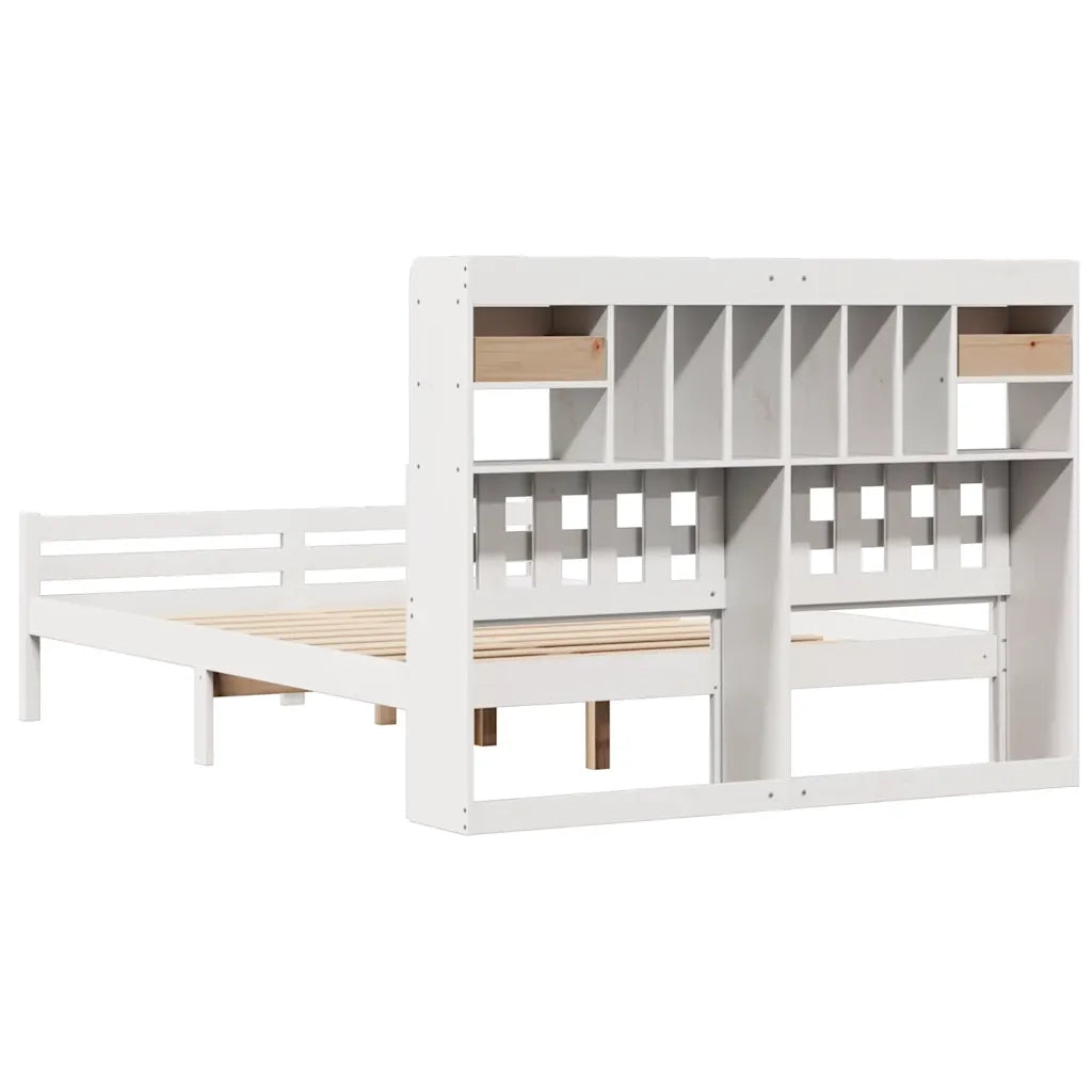 Letto Libreria senza Materasso Bianco 140x200 cm Legno di Pino 3322264