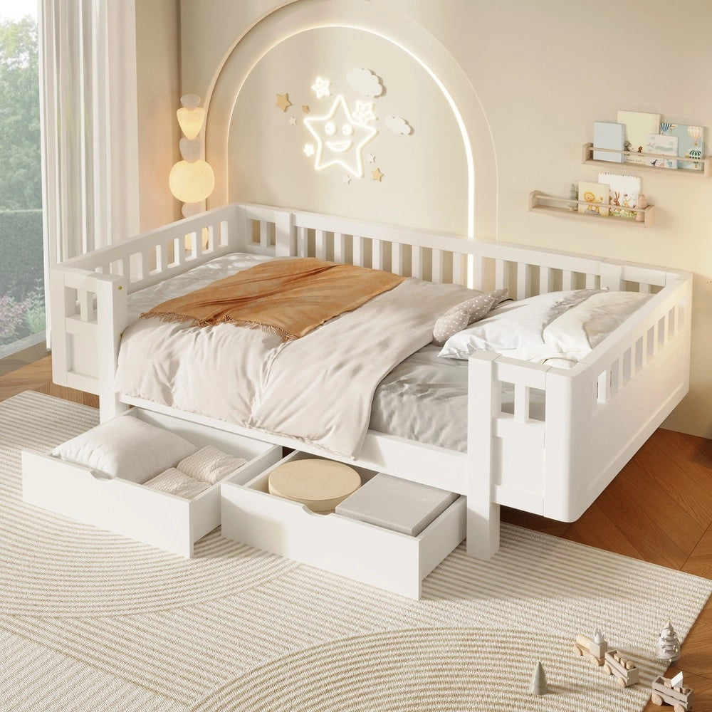 Letto Singolo con Cassetti ¨C Minimal ¨C Bianco 90x200 cm