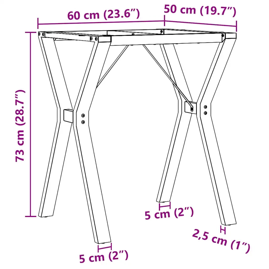 Telaio Gambe a Y per Tavolo da Pranzo | Piede del tavolo 60x50x73 cm in Acciaio