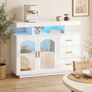 MADIA con LED RGB e prese integrate 110 x 45 x 21,5 cm Bianco Legno