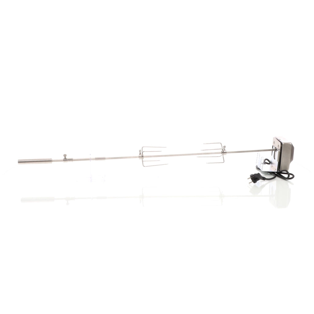 Girarrosto da barbecue 97 cm 230 V, Spiedo in acciaio inox con 2 forchettoni carne