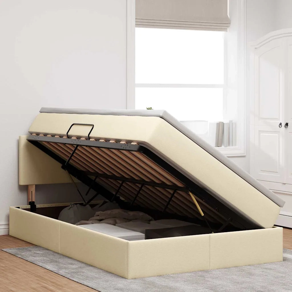 Letto con contenitore LED e materasso Crema 120 x 190 cm