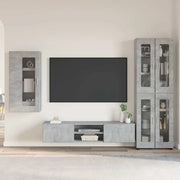 Set mobile TV con porta FLORIN Grigio cemento Legno multistrato