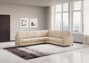 Divano Angolare 6 Posti 281x241x85 cm Karay in Tessuto Beige