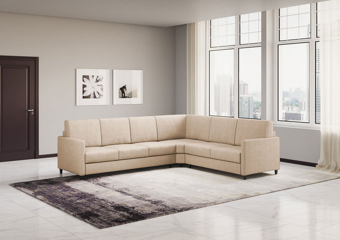 Divano Angolare 6 Posti 281x241x85 cm Karay in Tessuto Beige