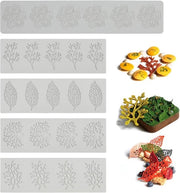 Forme a foglia in silicone - decorazione per torte - 5 pezzi - silicone opaco