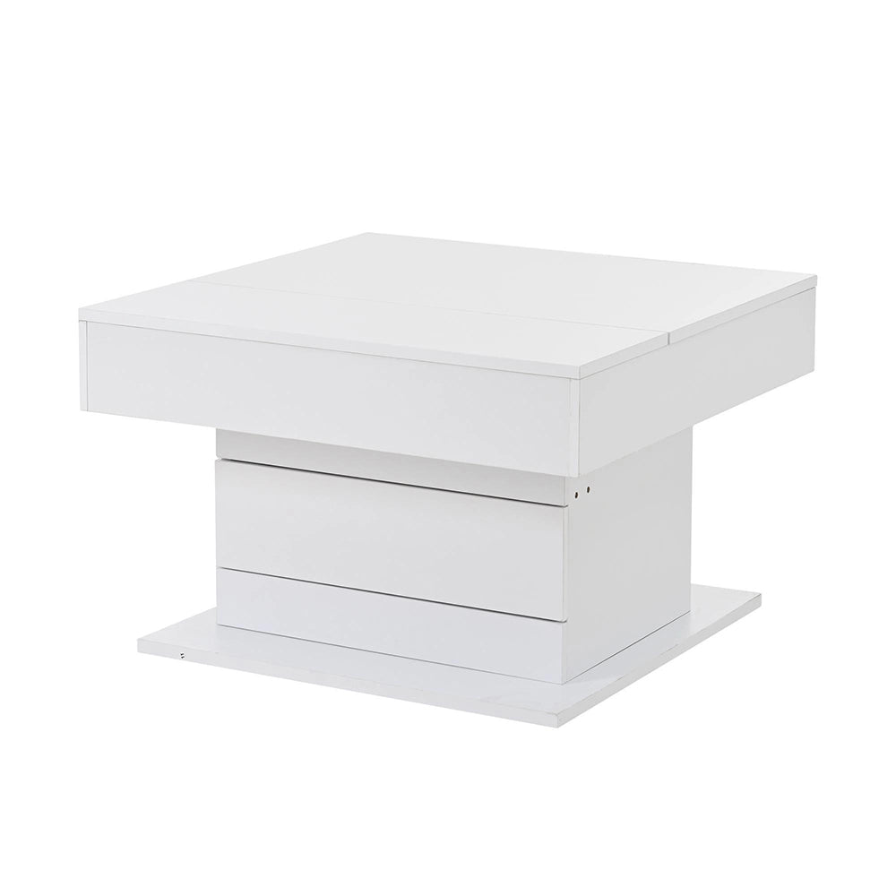 Tavolino geometrico - Xylo - 70x70cm piano girevole bianco