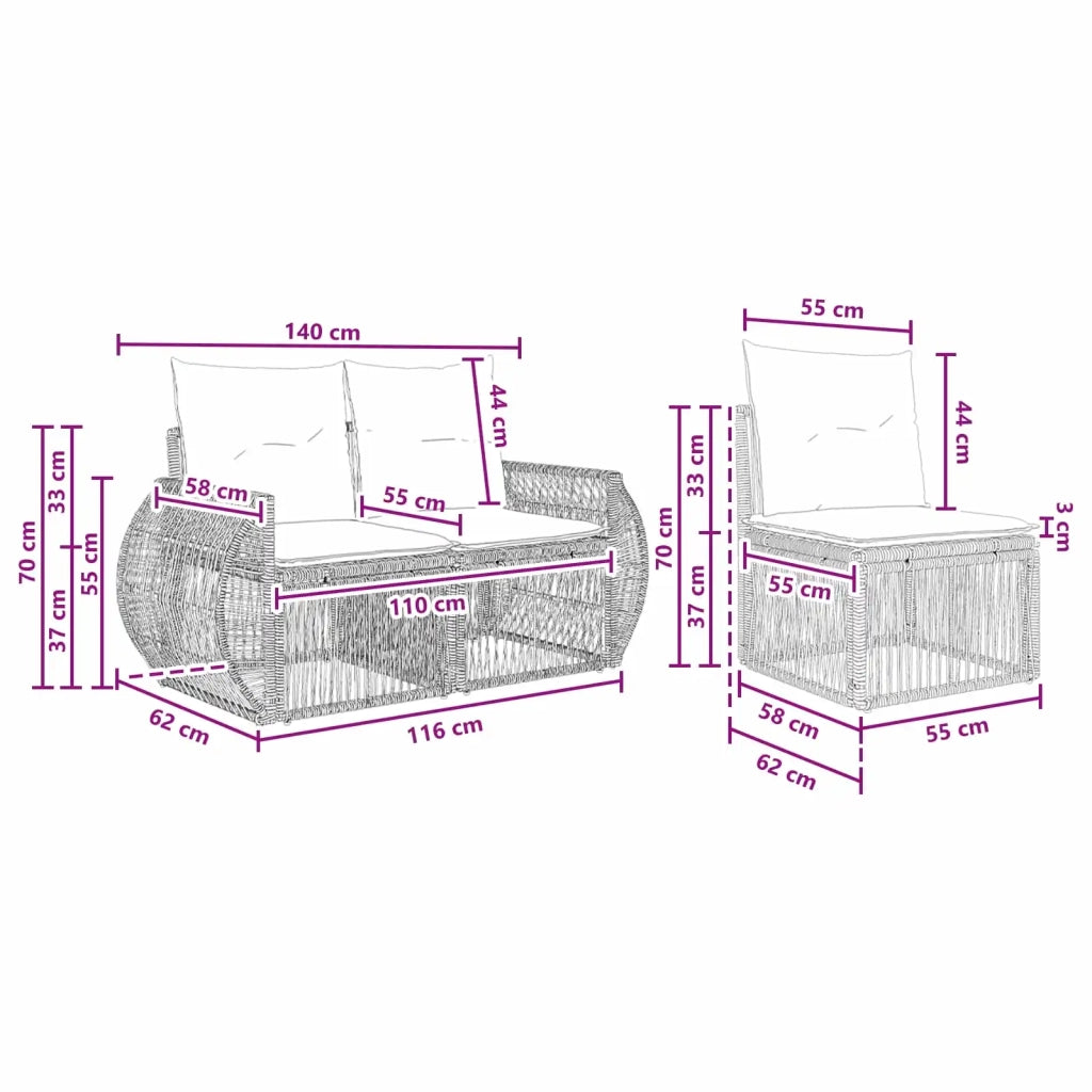 Set Divano da Giardino 6 pz 6-Numero di posti 3435515