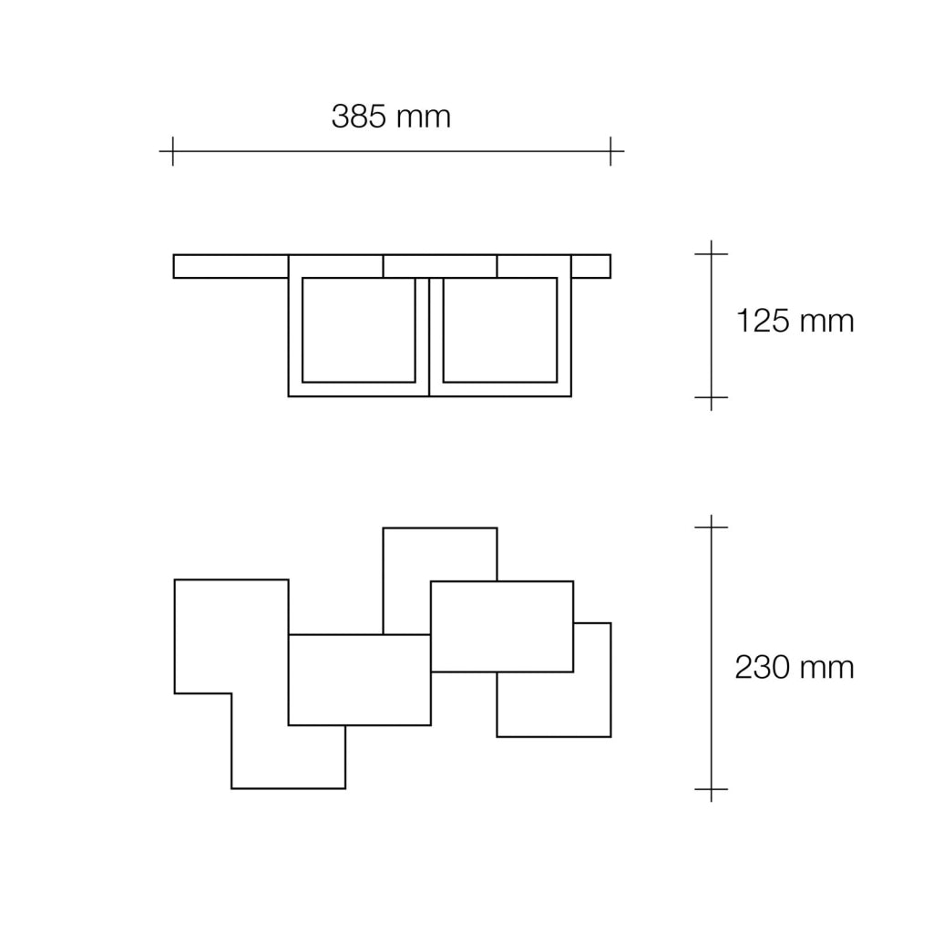 SIDE applique da parete 2 Luci Up/Down in gesso bianco, attacco GX53 23x12,5x38,5cm