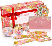 Strumento per giardinaggio, con disegno di fiori, set di giardinaggio per donne, manico ergonomico, perfetto set di giardinaggio per donne, comprensivo di zappa, forca, forbice ecc.
