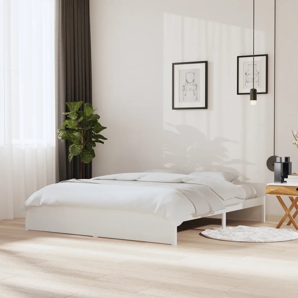 Giroletto-Struttura Letto Bianco in Legno Massello 180x200 cm Super King 846279