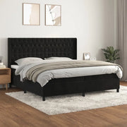 Giroletto a Molle con Materasso Nero 200x200 cm in Velluto 3132881
