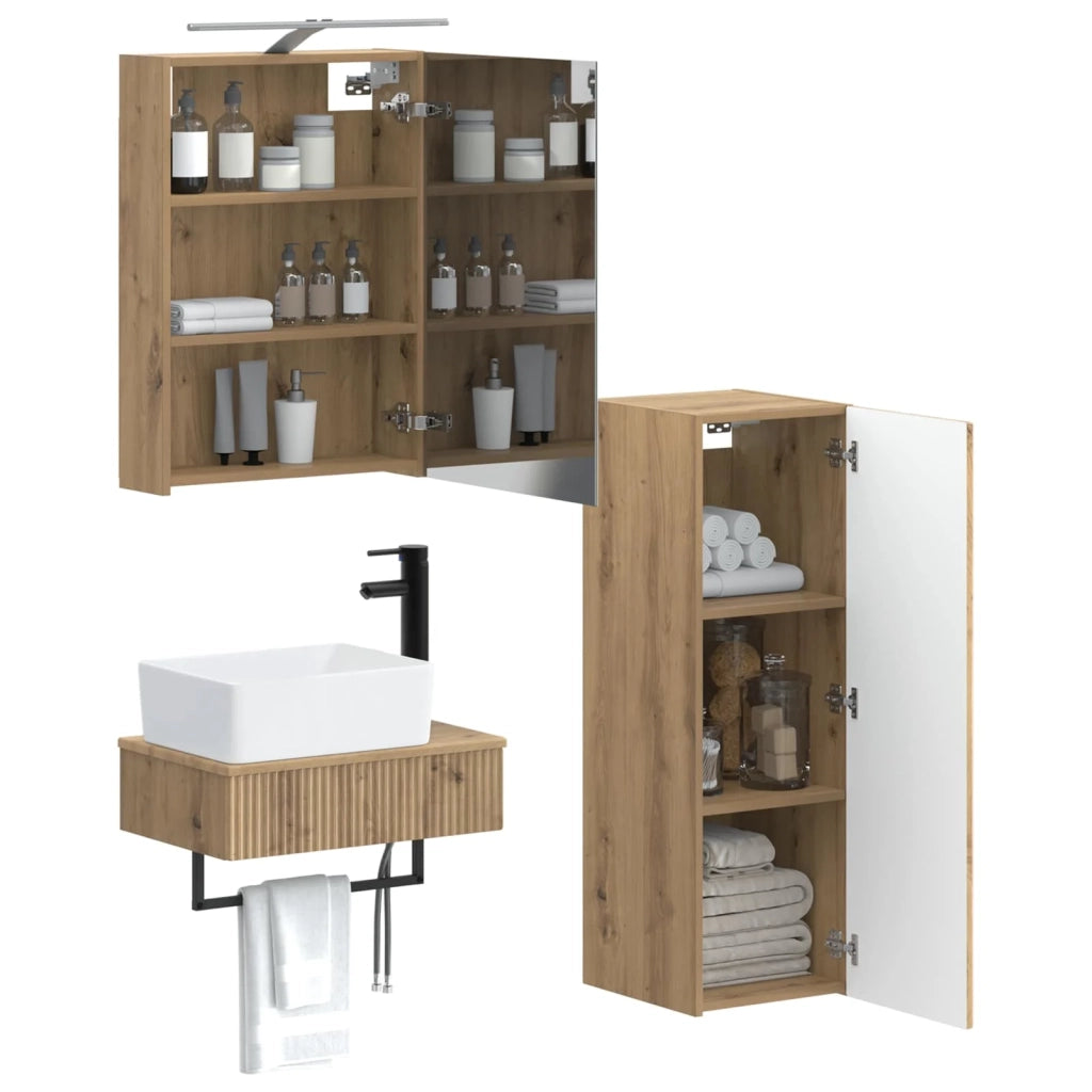 Set di Armadi da Bagno 4 pcs Rovere Artigianale 3407390