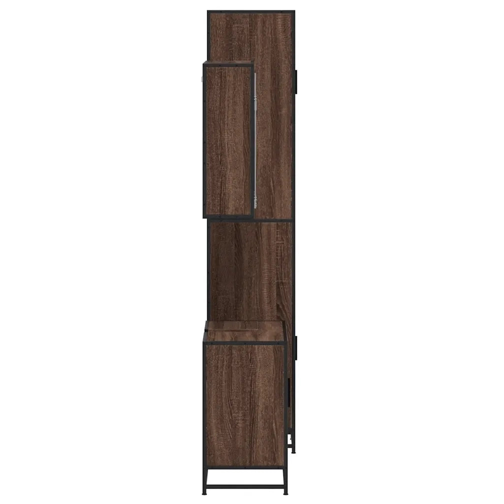 vidaXL Set Mobili da Bagno 3 pz Rovere Marrone in Legno Multistrato