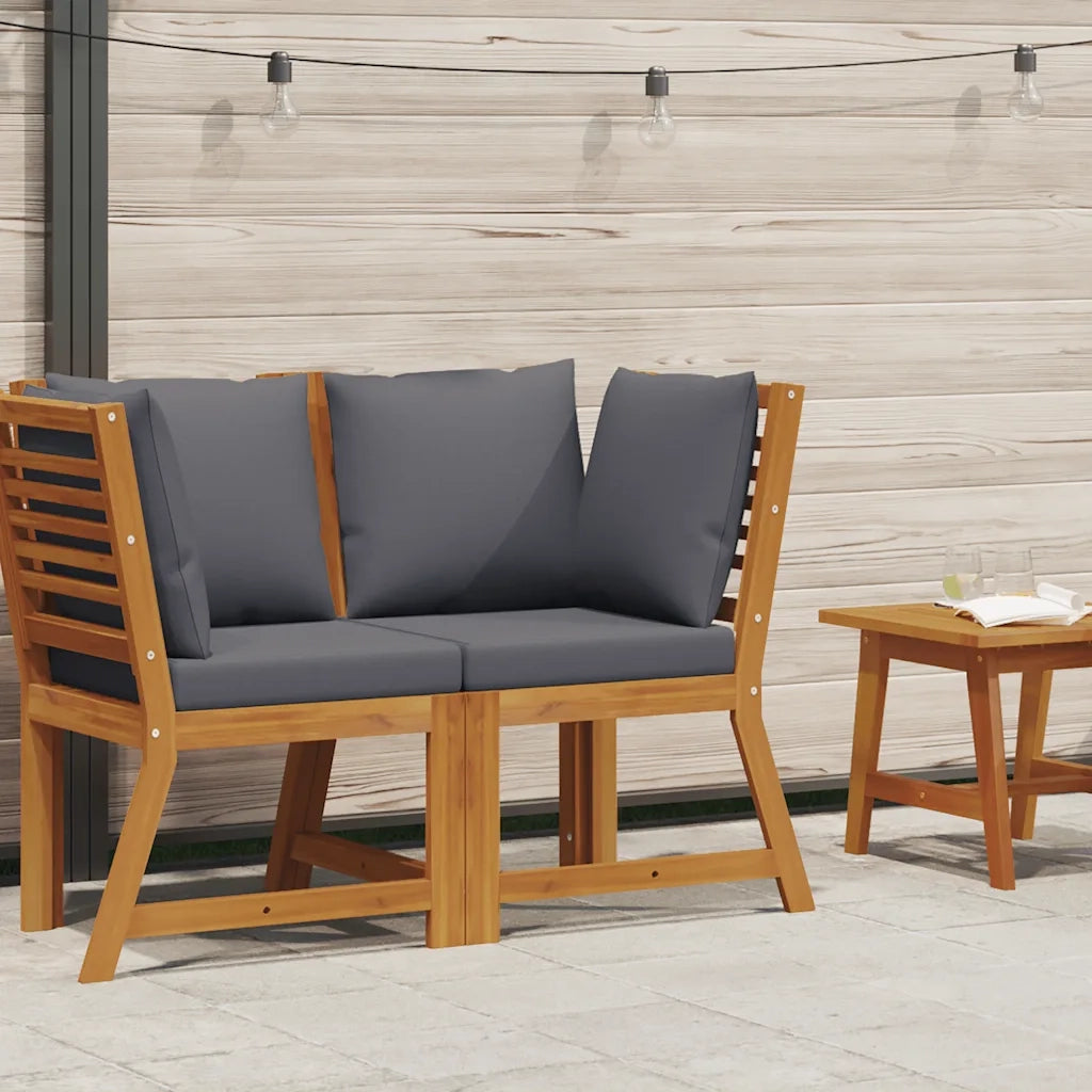 Divano Angolare Modulare Cuscini Grigio Scuro Massello Acacia cod mxl 78454
