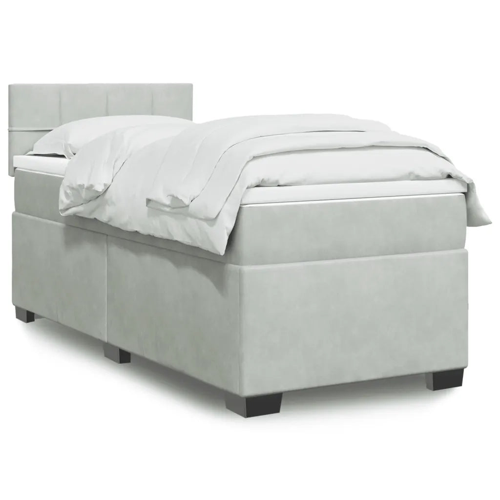 Giroletto a Molle con Materasso Grigio Chiaro 90x200 cm Velluto