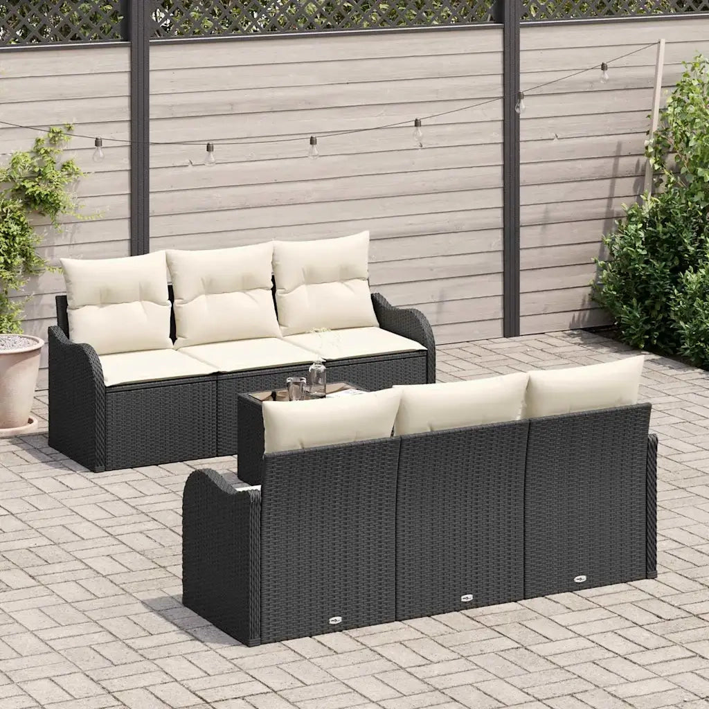 Set Divano da Giardino Nero 55 x 55 x 37 cm polyrattan 3345587