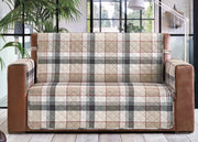 Copridivano Trapuntato Antimacchia Imbottito Quadri Beige Modello Galles - 3 Posti - Galles