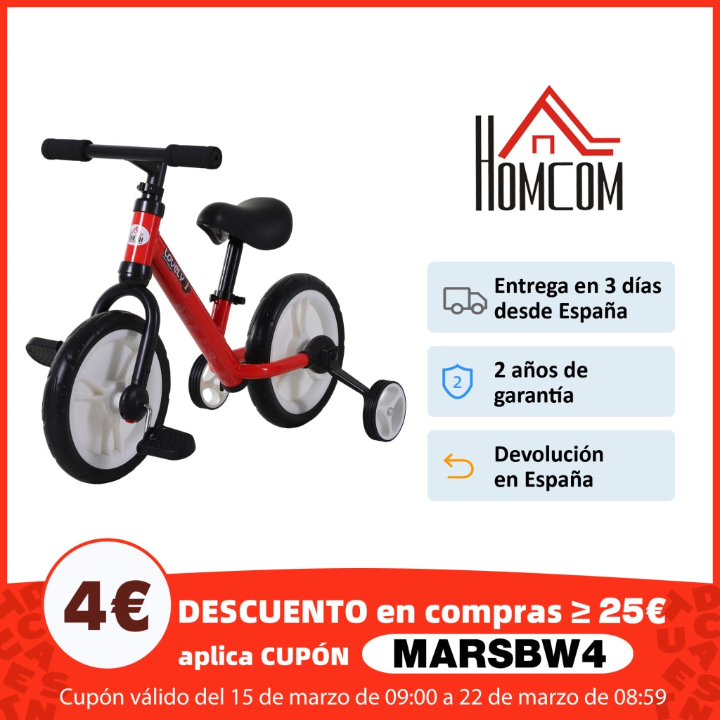 Bicicletta senza Pedali per Bambini 24+ Mesi con Sella Regolabile 33-38cm ¨C zephmum ¨C Rosso