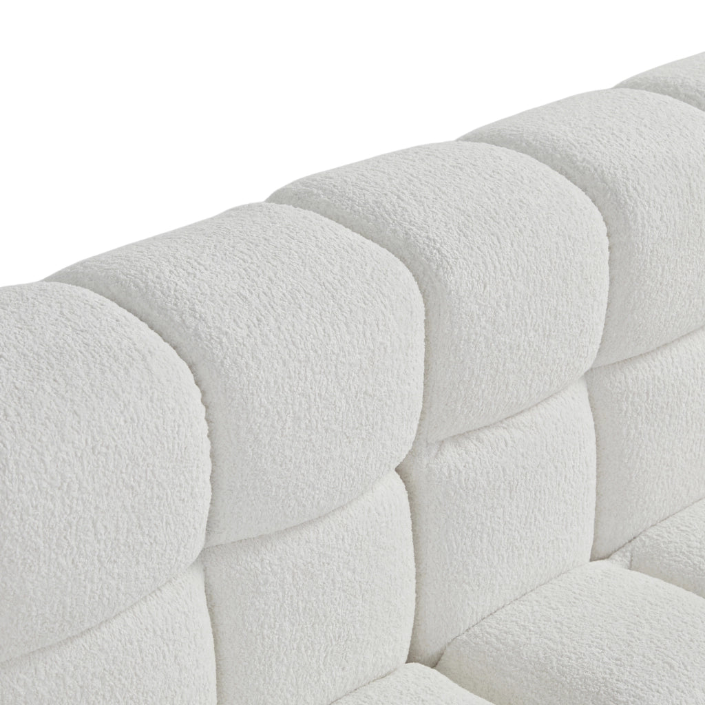 Divano modulare a L in velluto bianco con chaise longue