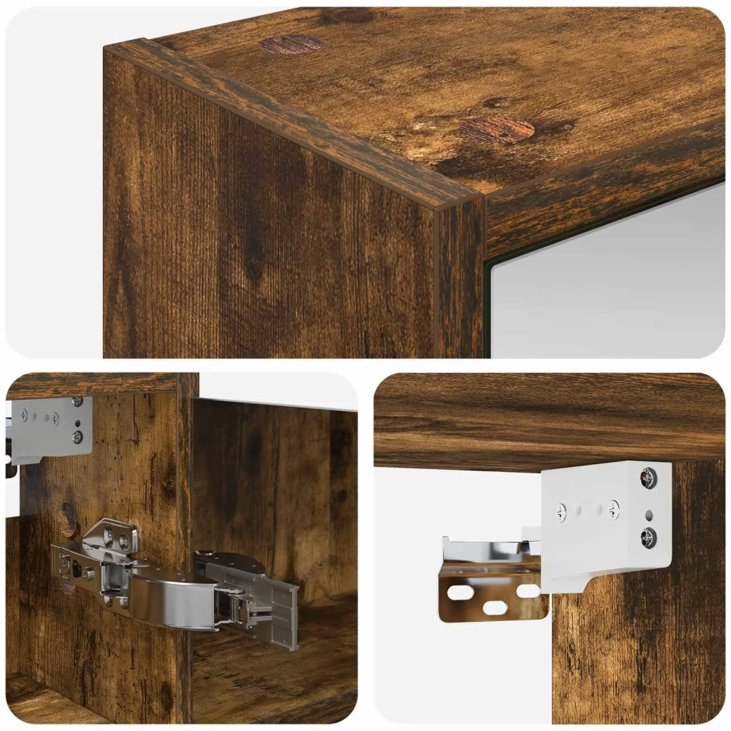 Mobiletto per specchio da bagno Rovere fumé 43 x 16 x 62.5 cm 889139
