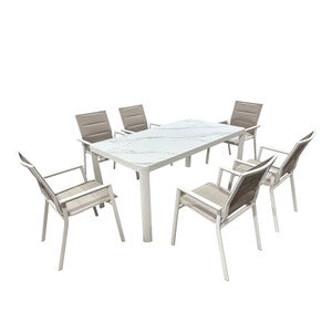 C SET TAVOLO C/6 SEDIE ALU STONE- C LINE OUTDOOR- 1,0 pz