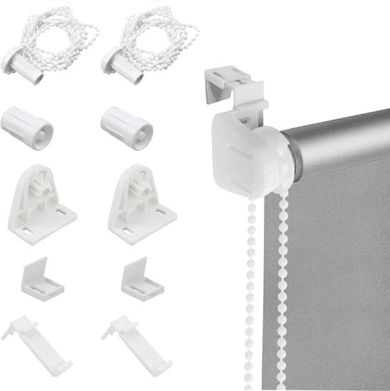 Set di 2 Persiane a Rulli senza Fissaggio, PVC, Blocco Luce Doppio Nero
