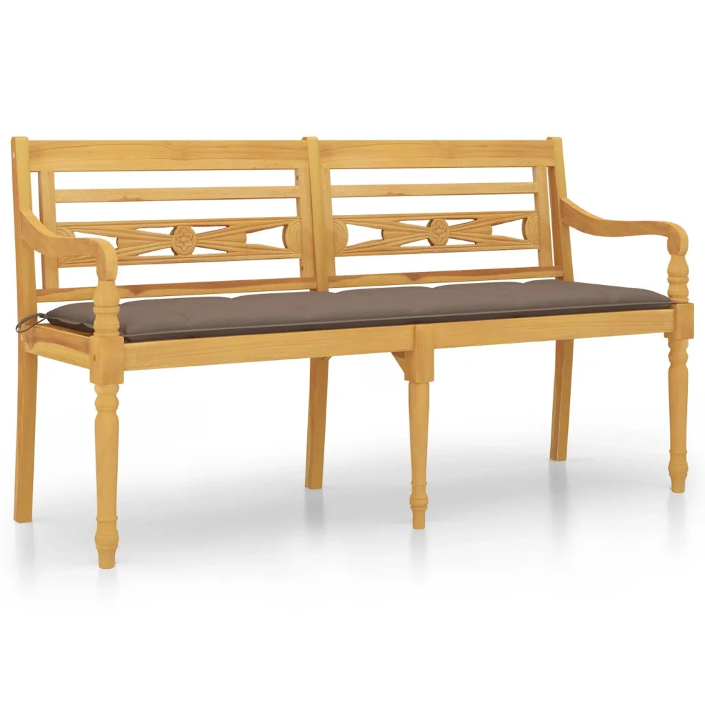 Panchina Batavia con Cuscino Tortora 150 cm Legno Massello Teak 3100849