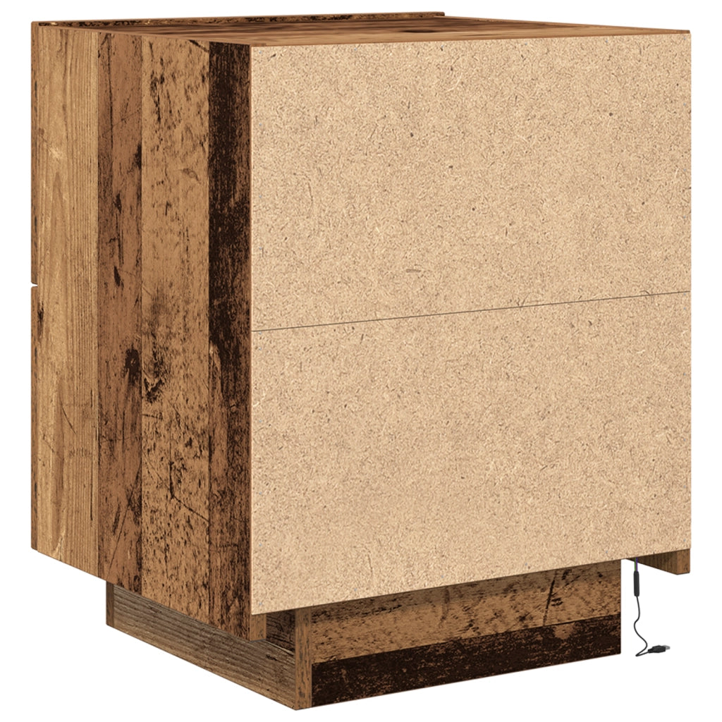 Comodino  con luci LED Legno Vecchio 45x40x55 cm